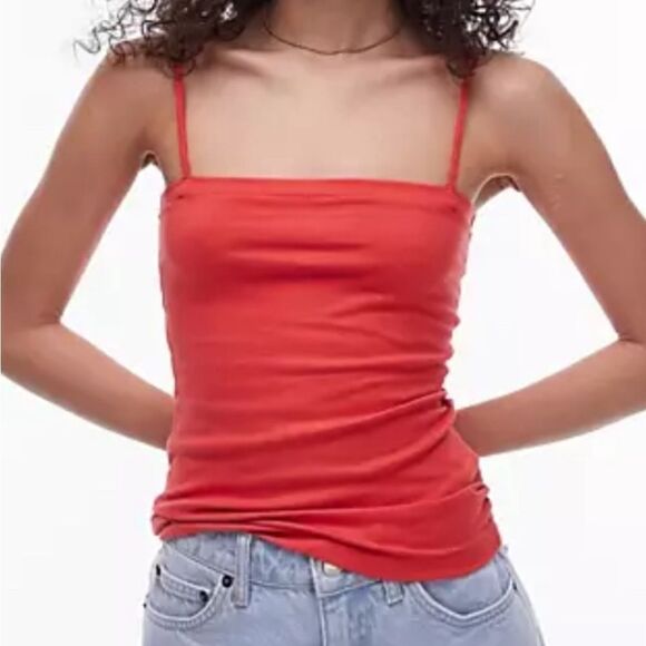 Topshop Red Cami Tank Top Size 2 - Picture 2 of 5